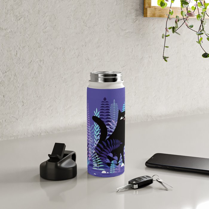 The Ferns (Black Cat Version) Water Bottle Gallery Image 4
