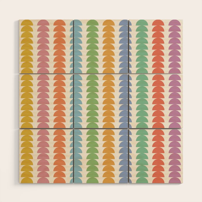 Maude Pattern - Retro Rainbow Wood Wall Art Gallery Image 1