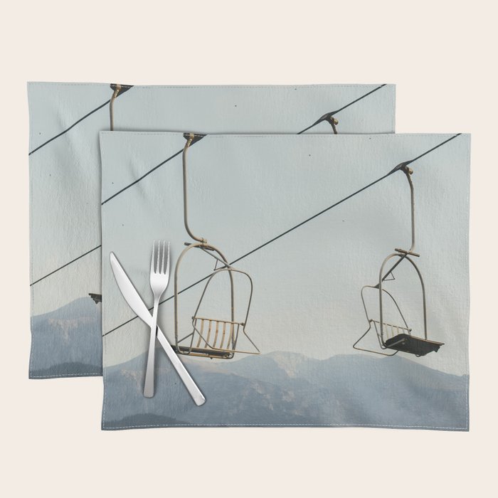 Chairlift in Mountains - Summer Evening Skiing Lift - Fine Art Photography Placemat Gallery Image 1