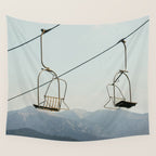 Chairlift in Mountains - Summer Evening Skiing Lift - Fine Art Photography Wall Tapestry Gallery Image 4