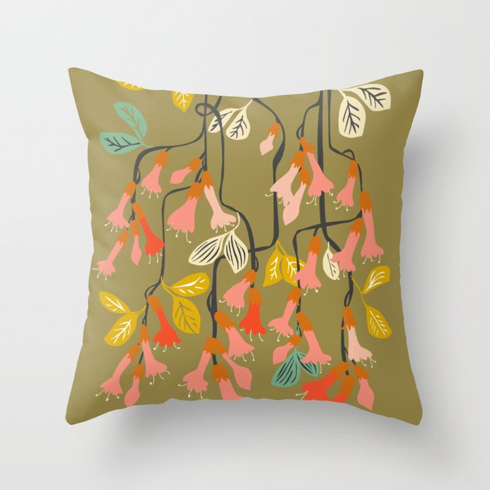 Flower of affection autumn colored fuchsia Throw Pillow Gallery Image 1