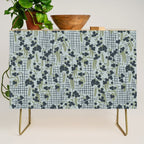 Blue floral with checks Credenza Gallery Image 1