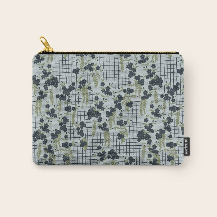 Blue floral with checks Carry All Pouch Gallery Image 1
