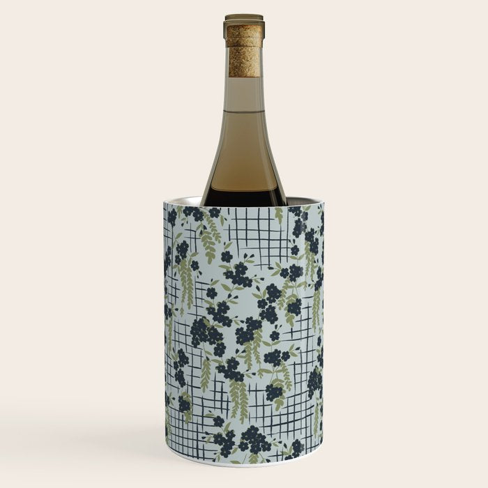 Blue floral with checks Wine Chiller Gallery Image 1