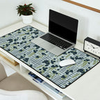 Blue floral with checks Desk Mat Gallery Image 2