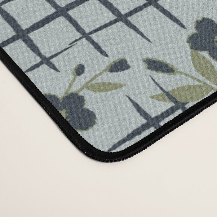 Blue floral with checks Desk Mat Gallery Image 4