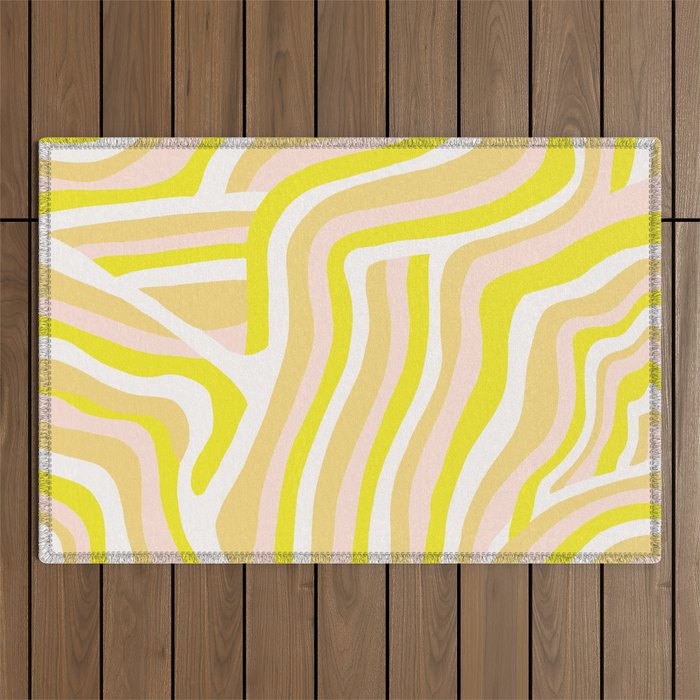 yellow zebra stripes Outdoor Rug Gallery Image 1