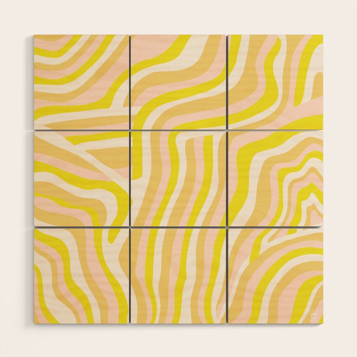 yellow zebra stripes Wood Wall Art Gallery Image 1