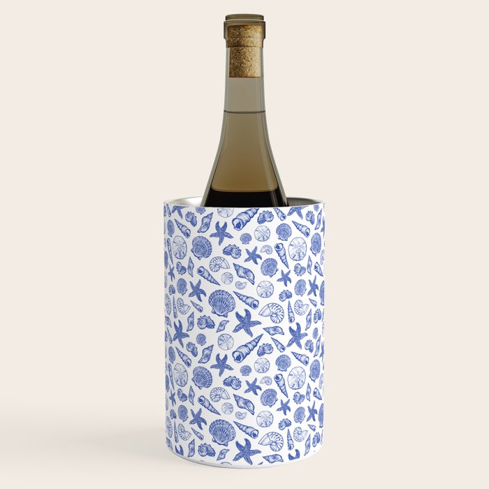 Blue Seashell Print Wine Chiller Gallery Image 1