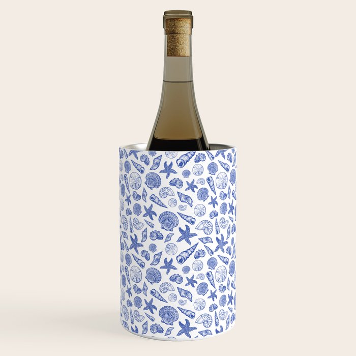 Blue Seashell Print Wine Chiller Gallery Image 2