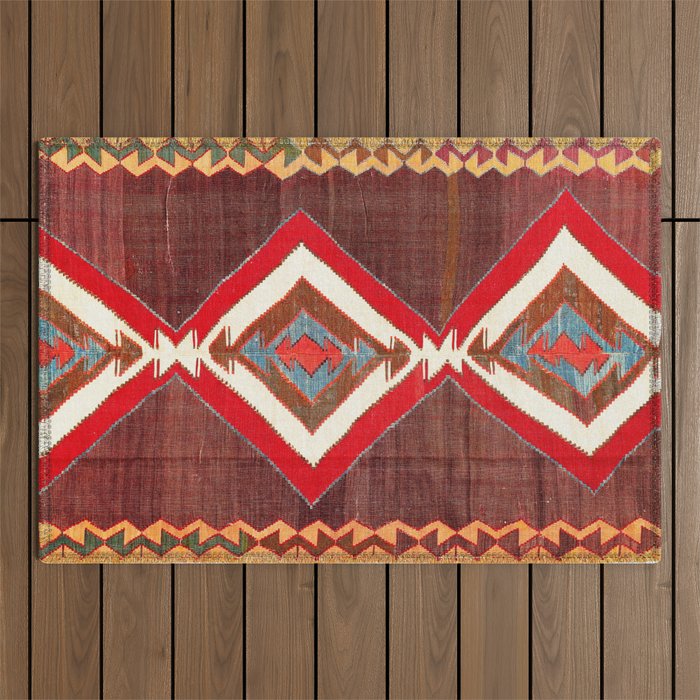 Aksaray Cappadocian Central Anatolia Kilim Print Outdoor Rug Gallery Image 1