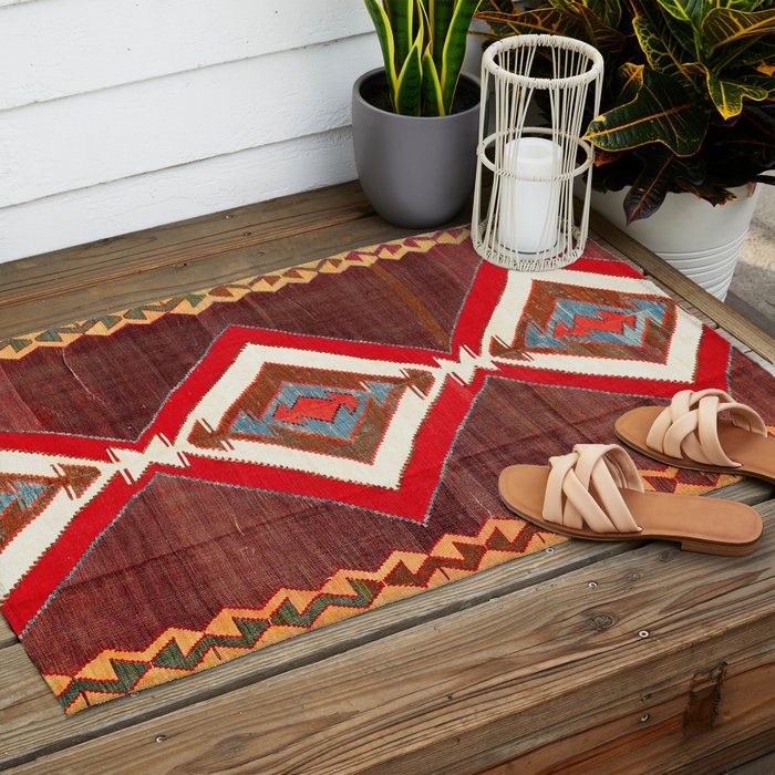 Aksaray Cappadocian Central Anatolia Kilim Print Outdoor Rug Gallery Image 2