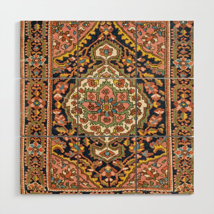 Sarouk Poshti  Antique South Persian Rug Print Wood Wall Art Gallery Image 1