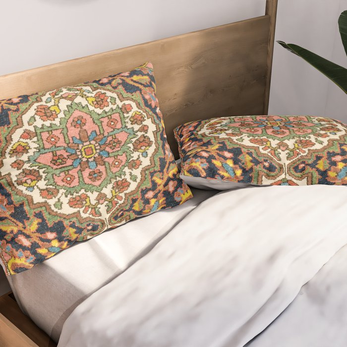 Sarouk Poshti  Antique South Persian Rug Print Pillow Sham Gallery Image 2