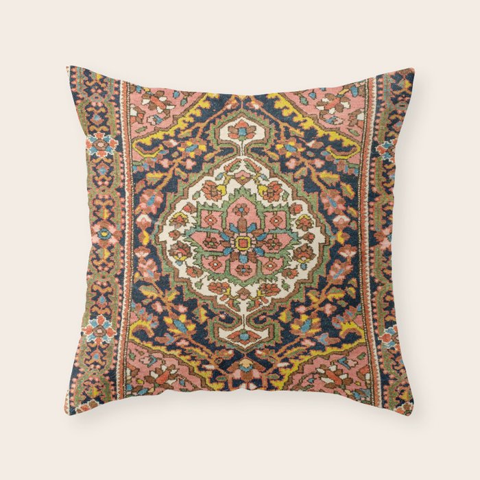 Sarouk Poshti  Antique South Persian Rug Print Throw Pillow Gallery Image 6
