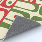 Retro Christmas Mid Century Modern Piquet Multi Red Green Cream Abstract Geometric Pattern Rug Gallery Image 4