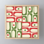 Retro Christmas Mid Century Modern Piquet Multi Red Green Cream Abstract Geometric Pattern Mini Art Print Gallery Image 1