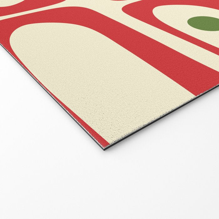 Retro Christmas Mid Century Modern Piquet Multi Red Green Cream Abstract Geometric Pattern Welcome Mat Gallery Image 2