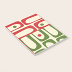 Retro Christmas Mid Century Modern Piquet Multi Red Green Cream Abstract Geometric Pattern Notebook Gallery Image 3