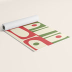 Retro Christmas Mid Century Modern Piquet Multi Red Green Cream Abstract Geometric Pattern Yoga Mat Gallery Image 2