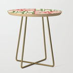 Retro Christmas Mid Century Modern Piquet Multi Red Green Cream Abstract Geometric Pattern Side Table Gallery Image 1