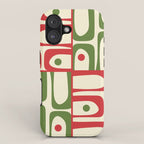 Retro Christmas Mid Century Modern Piquet Multi Red Green Cream Abstract Geometric Pattern iPhone Case Gallery Image 1