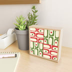 Retro Christmas Mid Century Modern Piquet Multi Red Green Cream Abstract Geometric Pattern Mini Art Print Gallery Image 2