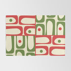 Retro Christmas Mid Century Modern Piquet Multi Red Green Cream Abstract Geometric Pattern Rug Gallery Image 2