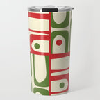 Retro Christmas Mid Century Modern Piquet Multi Red Green Cream Abstract Geometric Pattern Travel Mug Gallery Image 1