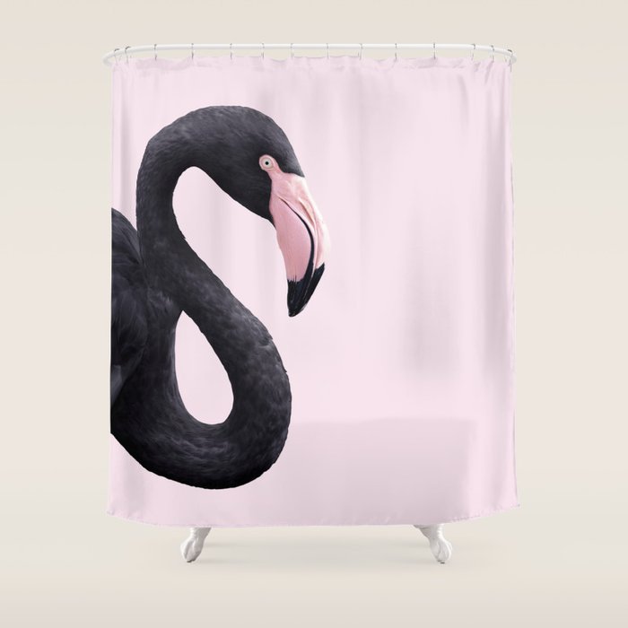 BLACK FLAMINGO Shower Curtain Gallery Image 1