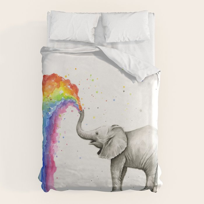 Baby Elephant Spraying Rainbow Duvet Cover Gallery Image 6