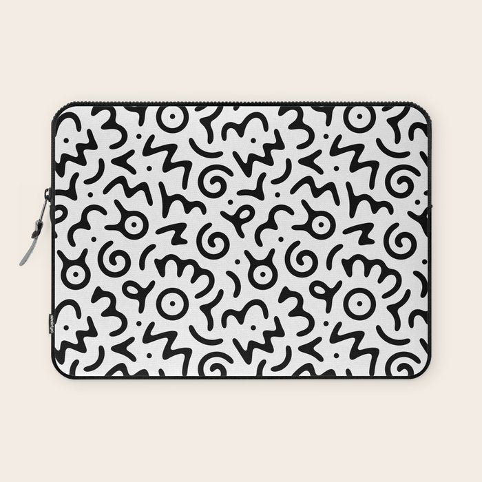 Abstract fun symbol doodle art pattern Laptop Sleeve Gallery Image 1