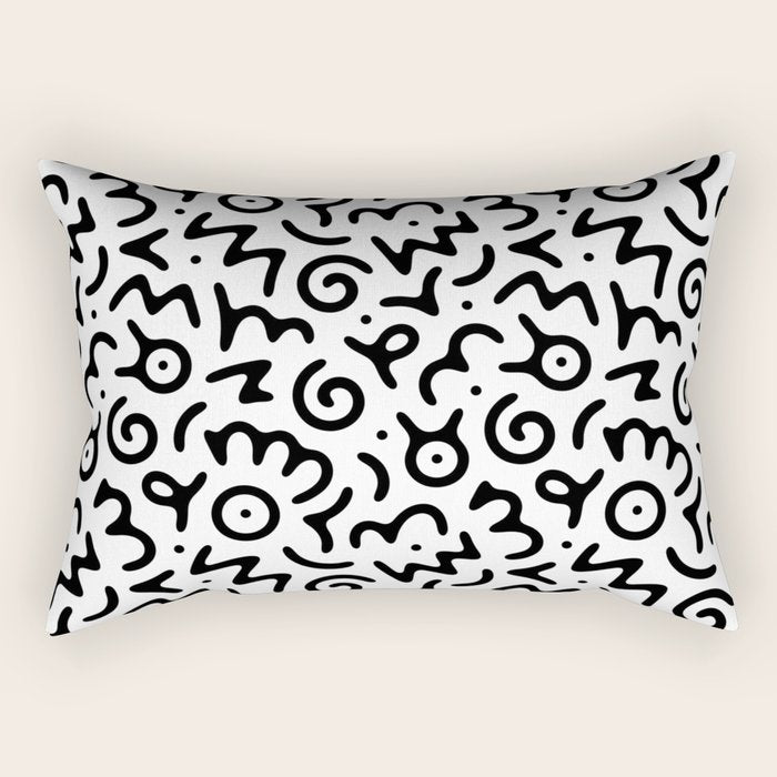 Abstract fun symbol doodle art pattern Rectangular Pillow Gallery Image 1
