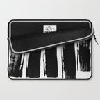 Stripes Black & White Minimalist Abstract Mid century Ink Art Dark Brush Strokes Laptop Sleeve Gallery Image 2
