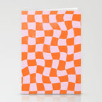 Warped Checkerboard - Orange and Pink Stationery Card Gallery Image 2