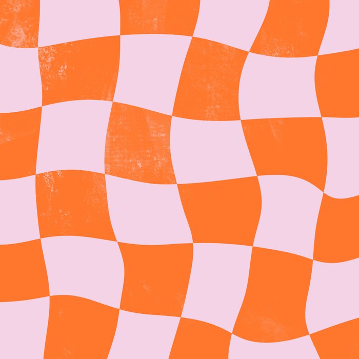 Warped Checkerboard - Orange and Pink Coffee Mug Gallery Image 2