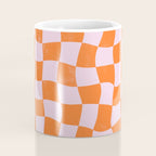 Warped Checkerboard - Orange and Pink Coffee Mug Gallery Image 4