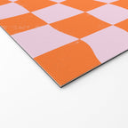 Warped Checkerboard - Orange and Pink Welcome Mat Gallery Image 2