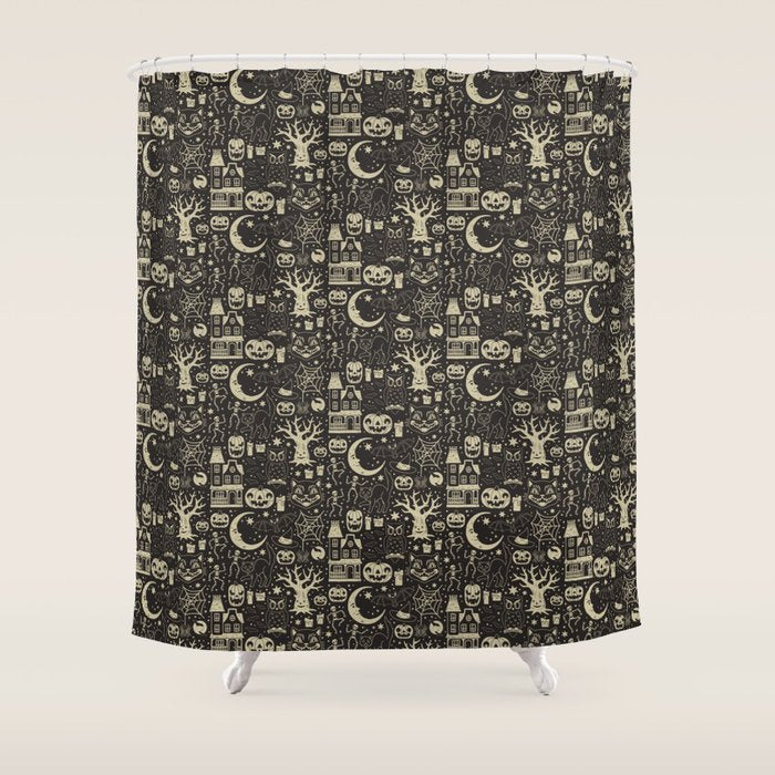 Vintage Halloween: Black Cat Shower Curtain Gallery Image 1