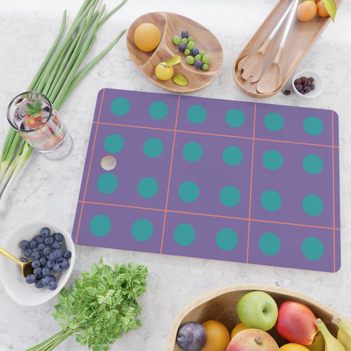 Retro Geometric Circle Grid Cutting Board Gallery Image 2