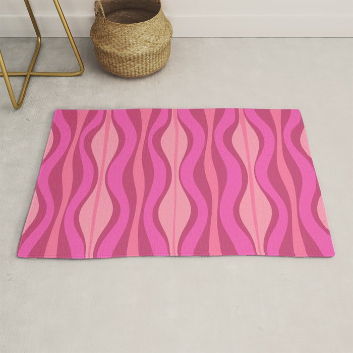 Retro Hourglass Abstract Mid-Century Modern Pattern in Bright Pink Tones Rug Gallery Image 1