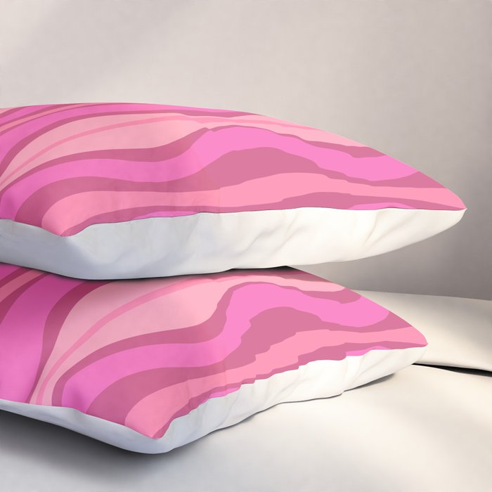 Retro Hourglass Abstract Mid-Century Modern Pattern in Bright Pink Tones Pillow Sham Gallery Image 3