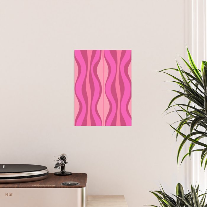 Retro Hourglass Abstract Mid-Century Modern Pattern in Bright Pink Tones Poster Gallery Image 2
