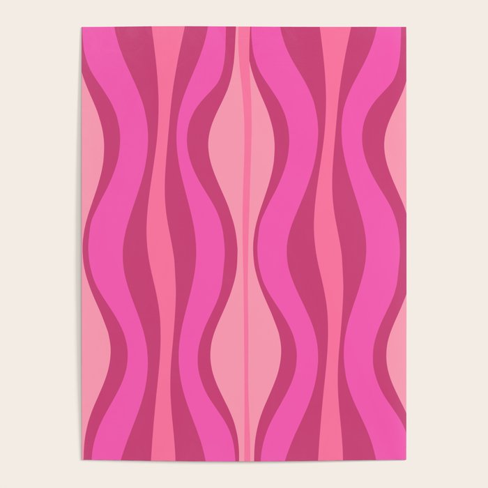 Retro Hourglass Abstract Mid-Century Modern Pattern in Bright Pink Tones Poster Gallery Image 1