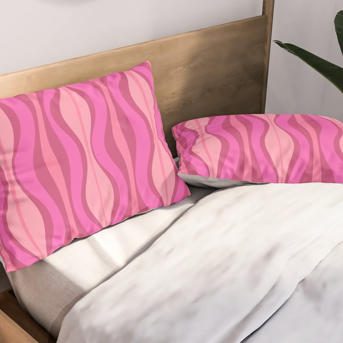 Retro Hourglass Abstract Mid-Century Modern Pattern in Bright Pink Tones Pillow Sham Gallery Image 2