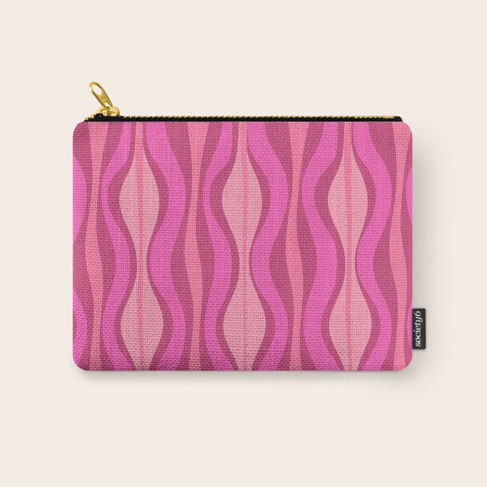 Retro Hourglass Abstract Mid-Century Modern Pattern in Bright Pink Tones Carry All Pouch Gallery Image 1