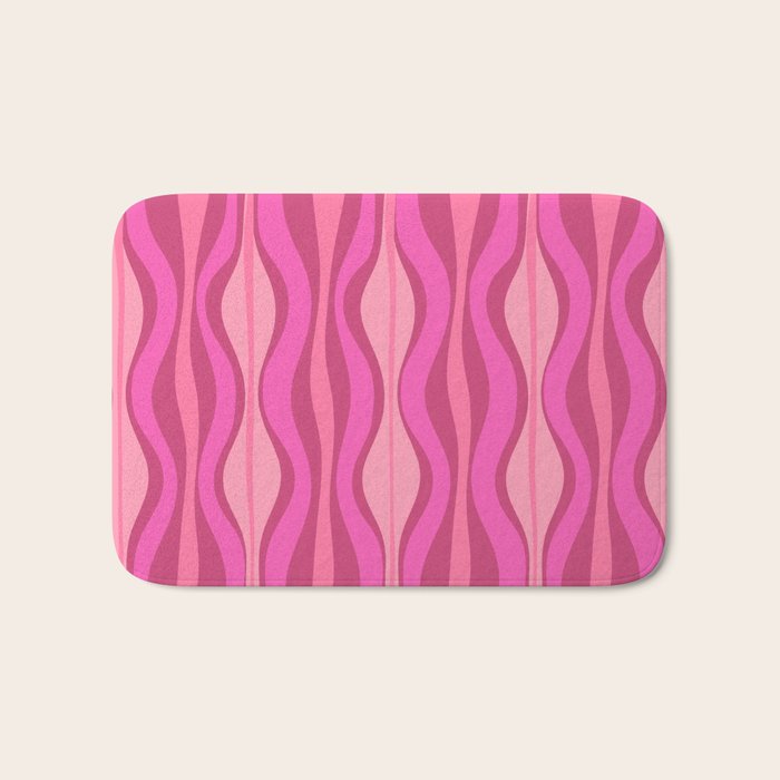 Retro Hourglass Abstract Mid-Century Modern Pattern in Bright Pink Tones Bath Mat Gallery Image 1