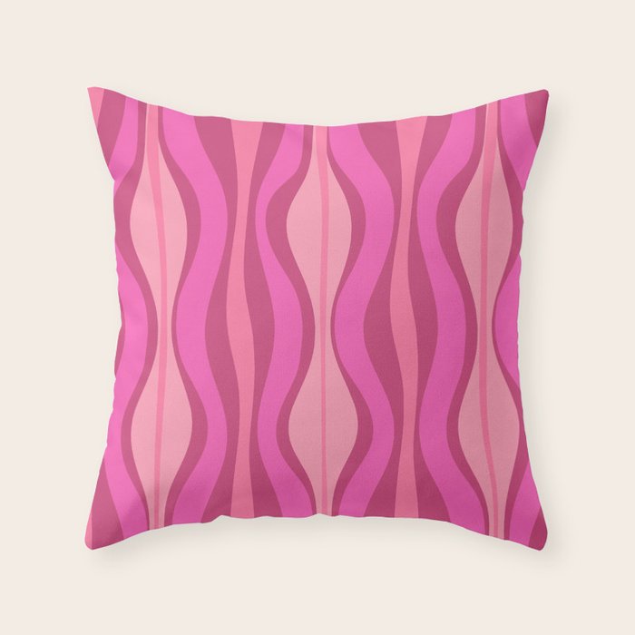 Retro Hourglass Abstract Mid-Century Modern Pattern in Bright Pink Tones Throw Pillow Gallery Image 6