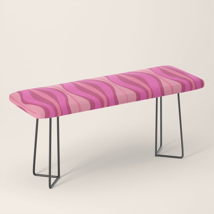 Retro Hourglass Abstract Mid-Century Modern Pattern in Bright Pink Tones Bench Gallery Image 1