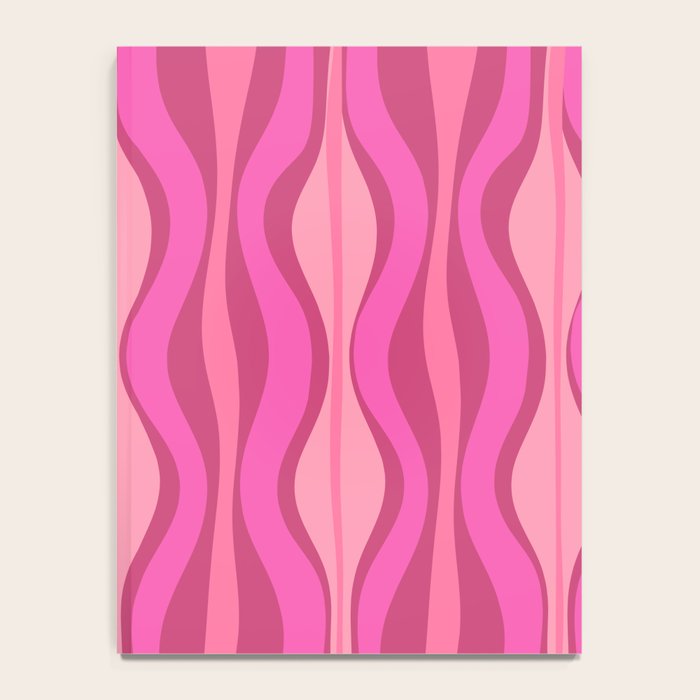 Retro Hourglass Abstract Mid-Century Modern Pattern in Bright Pink Tones Notebook Gallery Image 4
